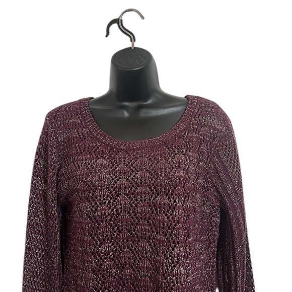 Maurices Purple and Silver Loose Knit Tunic Sweater Sz M - Picture 2 of 10